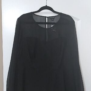 Black Slit Sheath blouse with Long Bishop Sleeves for Cocktail